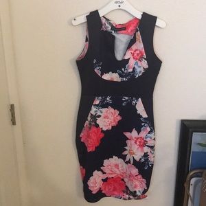 Blue/black knee length dress